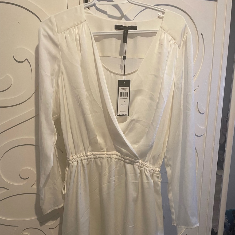 BCBG white silk dress 🤍